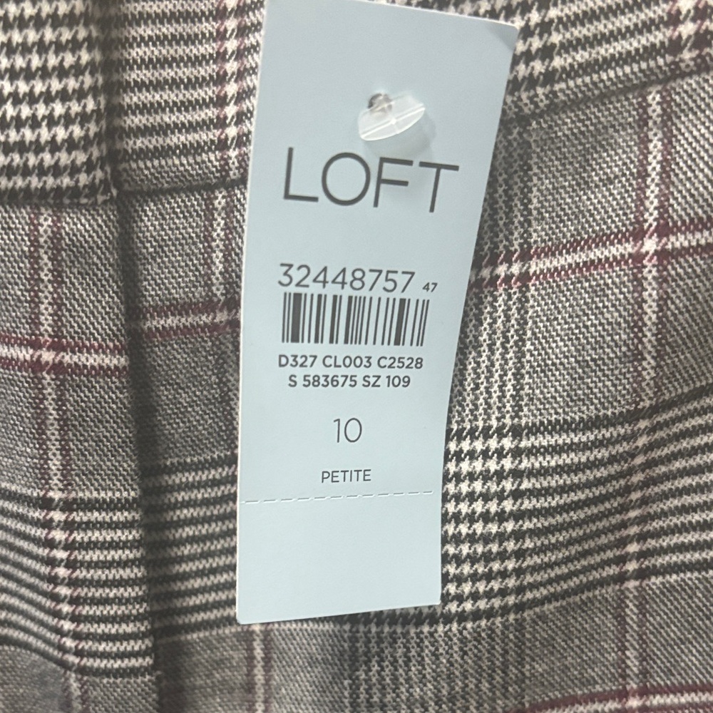 NWT LOFT Petites Gray Plaid Trousers - Picture 3 of 9